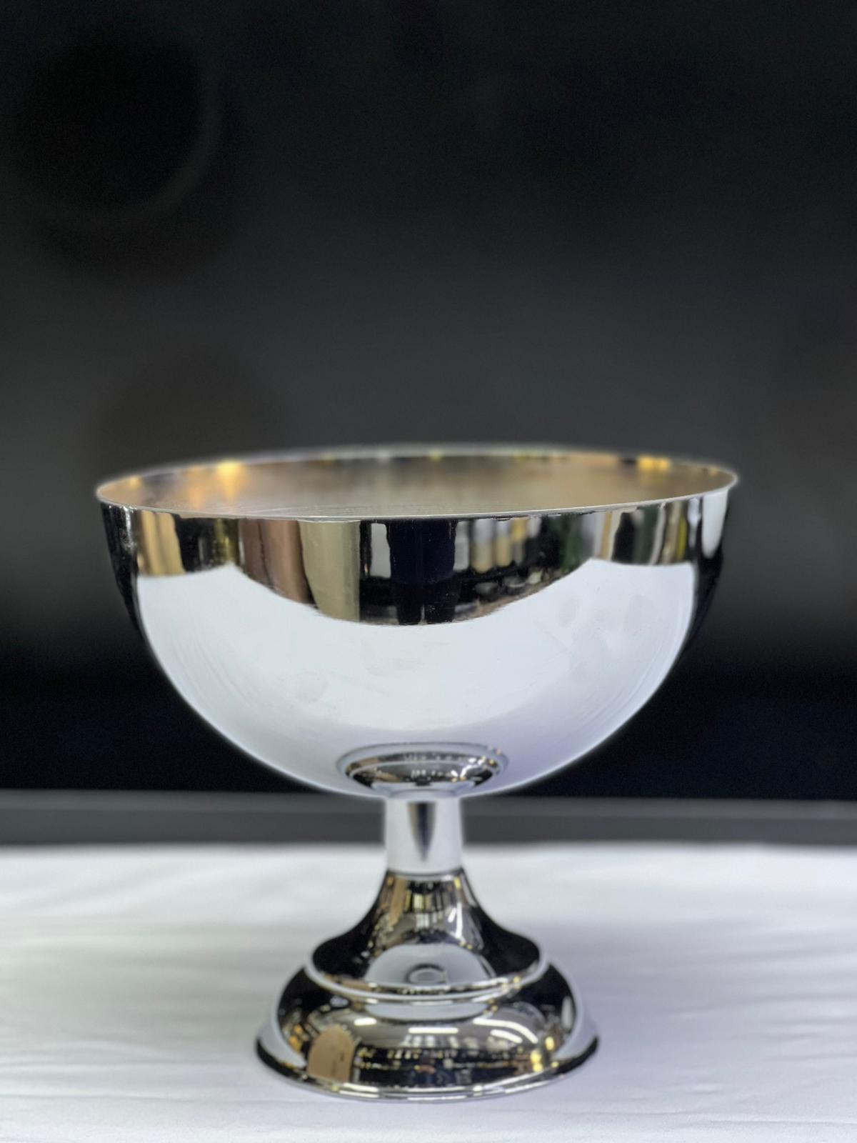 VAZO DEKOR Modern Silver Metal Dekoratif Obje - Kadeh Formlu Sunum ve Çiçek Haznesi - Luxury Home Collection