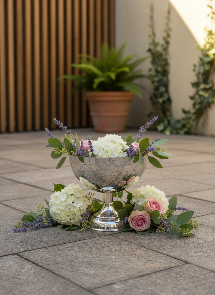 VAZO DEKOR Modern Silver Metal Dekoratif Obje - Kadeh Formlu Sunum ve Çiçek Haznesi - Luxury Home Collection