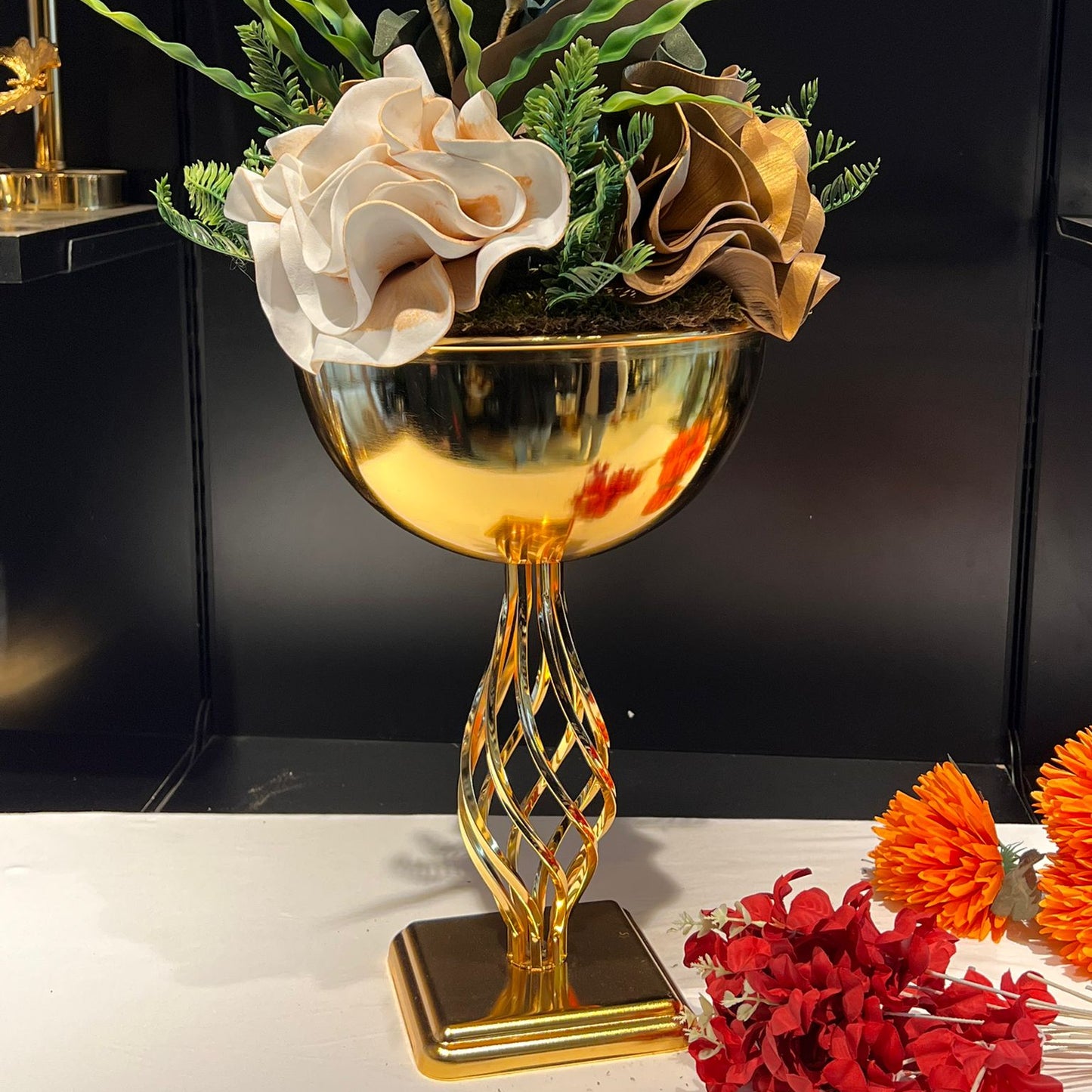 Dekoratif Altın Kadeh Vazo