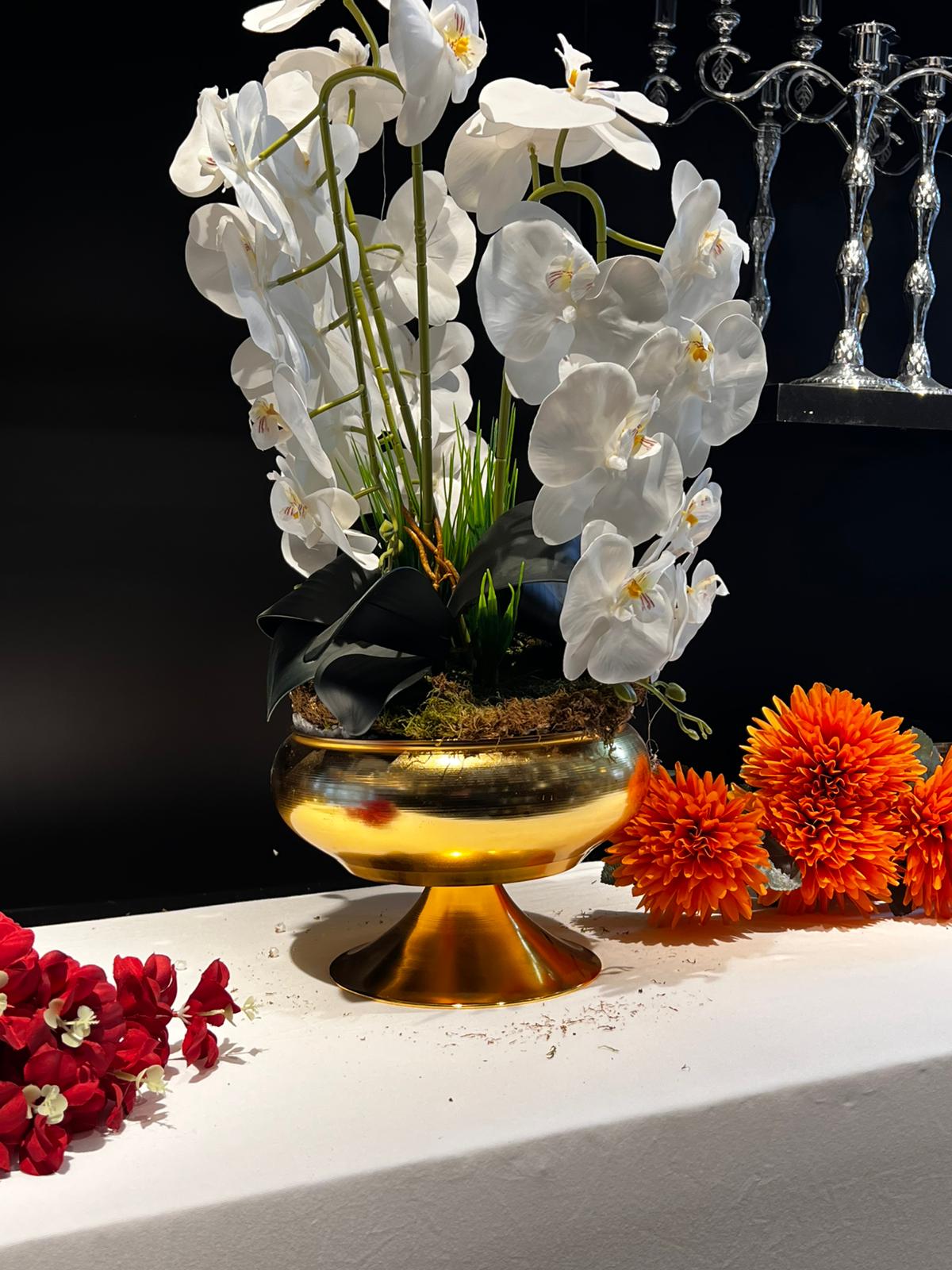 VAZO DEKOR Lüks Dekoratif Altın Sarısı Sunum Kasesi - Metal Ayaklı Meyvelik ve Çerezlik