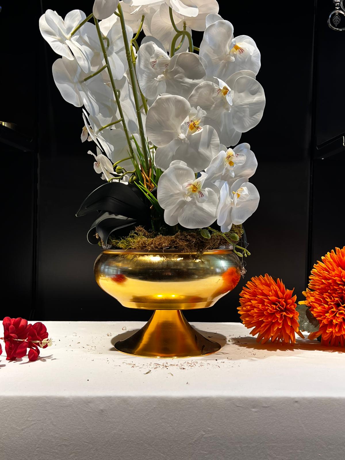 VAZO DEKOR Lüks Dekoratif Altın Sarısı Sunum Kasesi - Metal Ayaklı Meyvelik ve Çerezlik