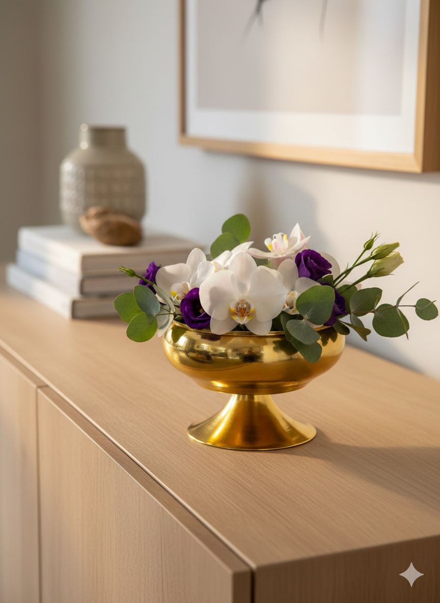 VAZO DEKOR Lüks Dekoratif Altın Sarısı Sunum Kasesi - Metal Ayaklı Meyvelik ve Çerezlik