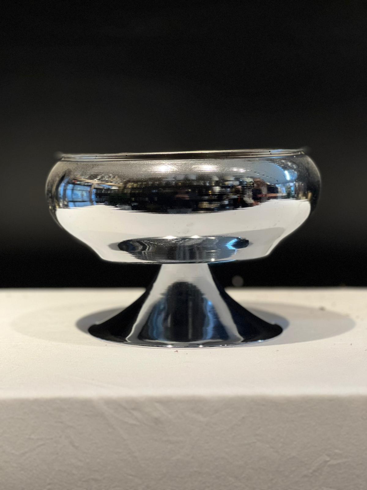 VAZO DEKOR Gümüş Kaplama Metal Ayaklı Dekoratif Aranjman Vazosu