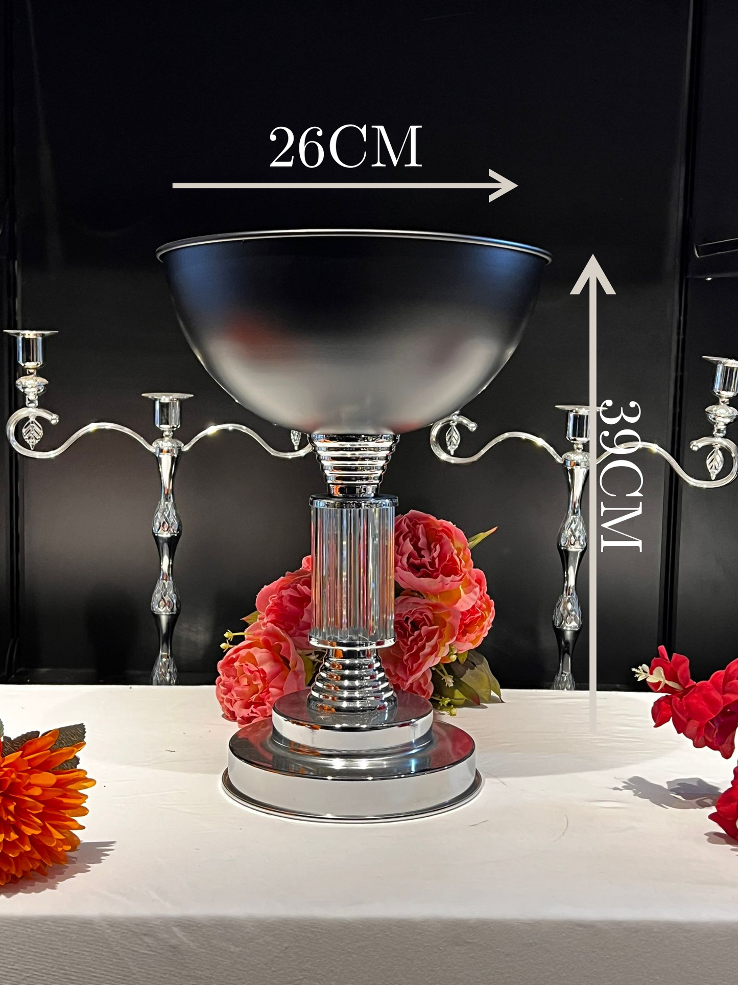 VAZO DEKOR Lüks Gold ve Kristal Tasarımlı Dekoratif Meyvelik & Çiçeklik