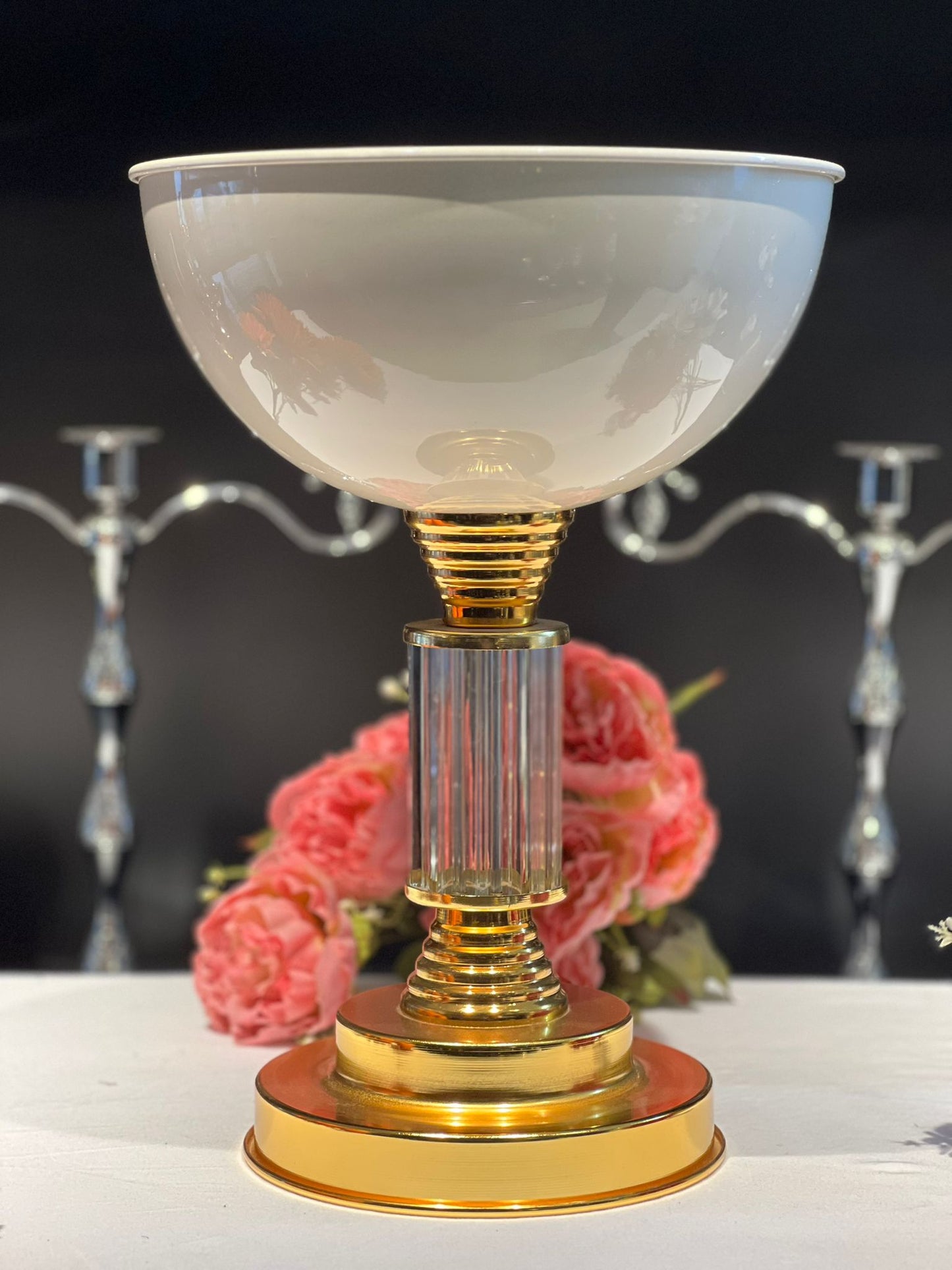 VAZO DEKOR üks Gold ve Kristal Tasarımlı Dekoratif Meyvelik & Çiçeklik