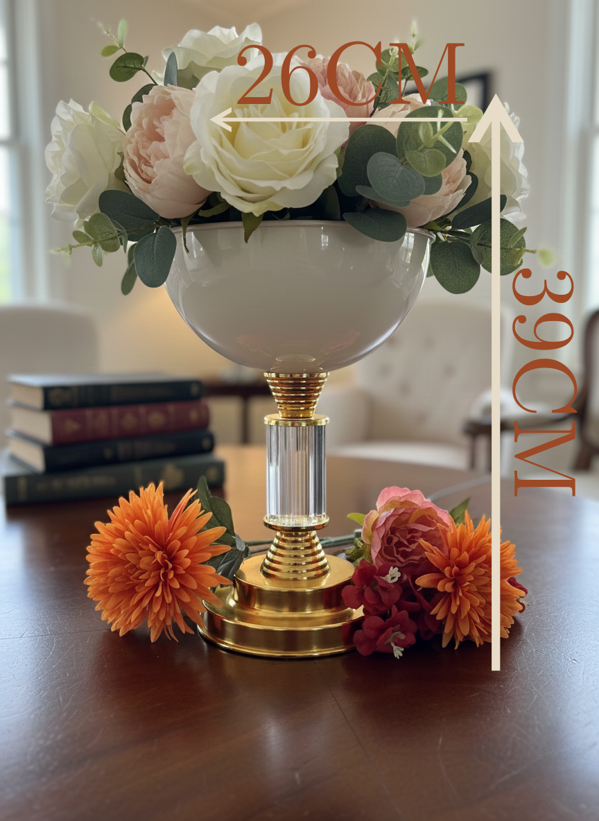 VAZO DEKOR üks Gold ve Kristal Tasarımlı Dekoratif Meyvelik & Çiçeklik