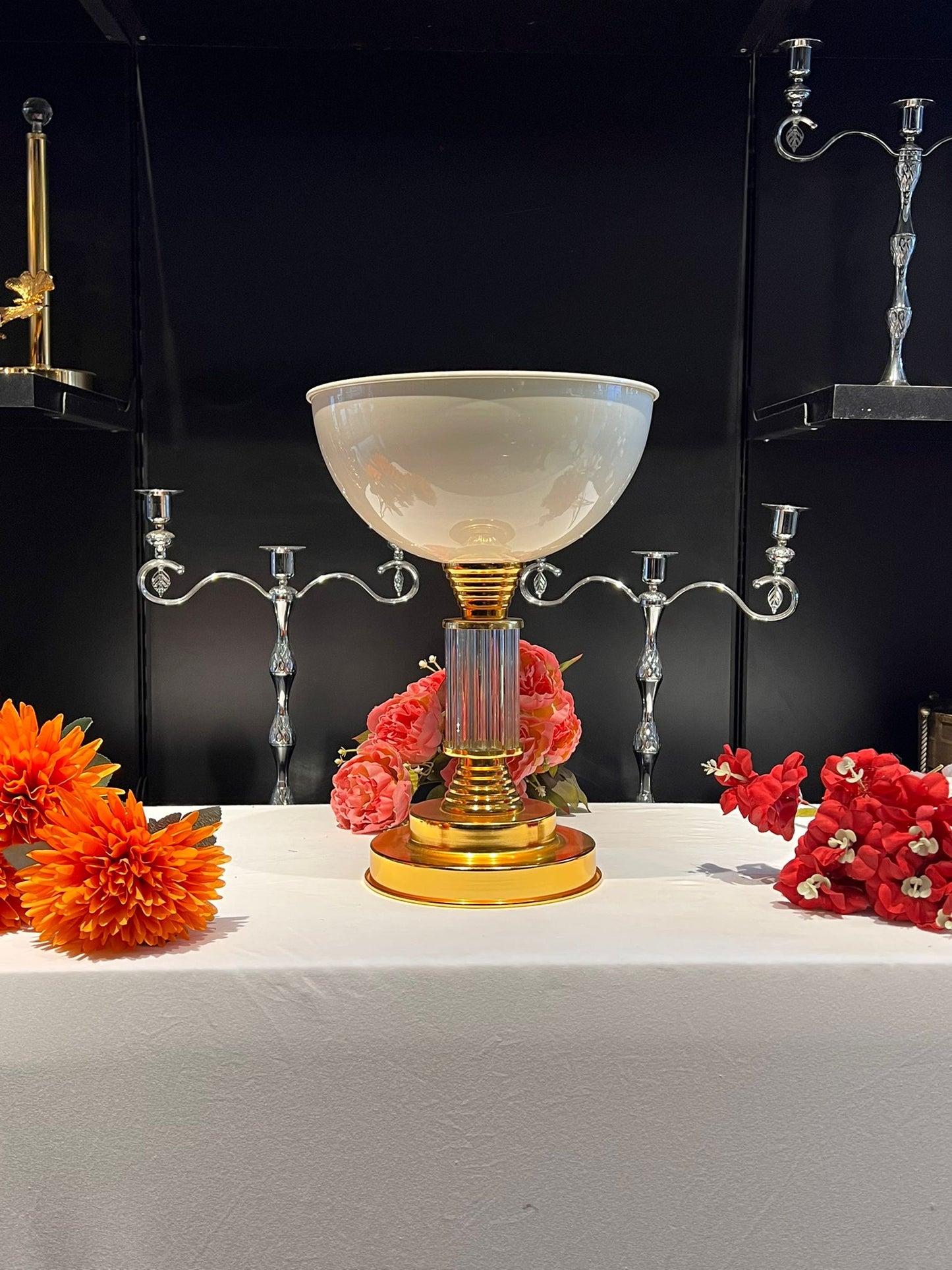 VAZO DEKOR üks Gold ve Kristal Tasarımlı Dekoratif Meyvelik & Çiçeklik