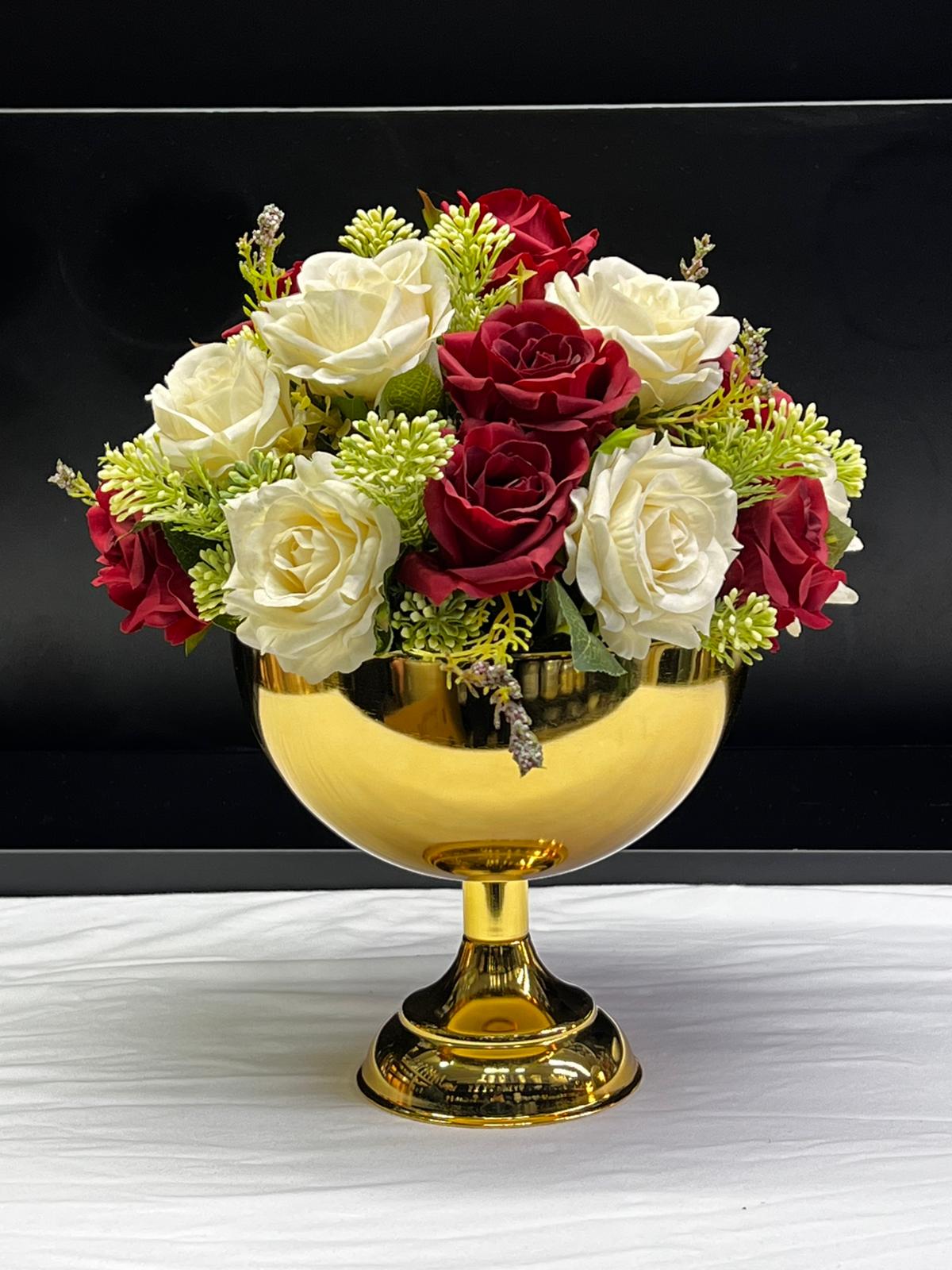 VAZO DEKOR Lüks Altın Rengi Ayaklı Vazo &amp; Kase - Ev Hediyesi Dekoratif Tasarım Ürün