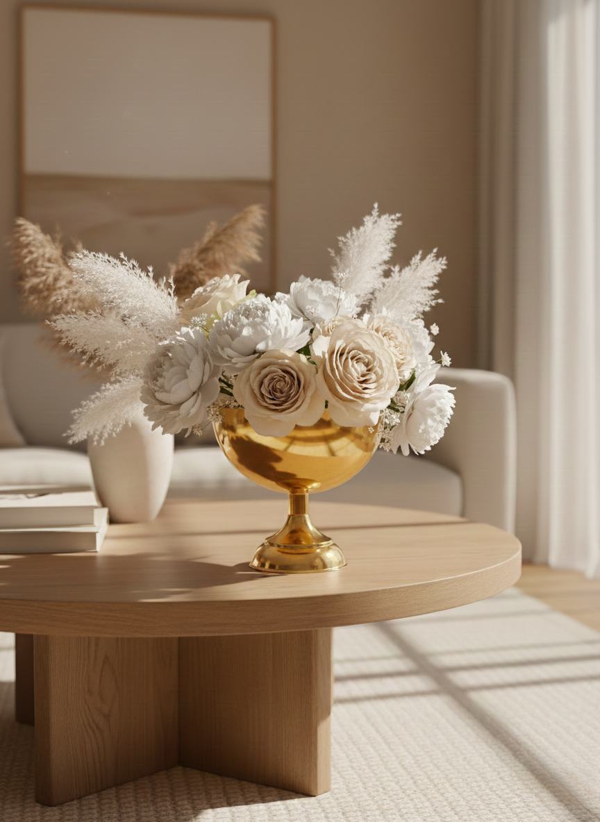 VAZO DEKOR Lüks Altın Rengi Ayaklı Vazo &amp; Kase - Ev Hediyesi Dekoratif Tasarım Ürün