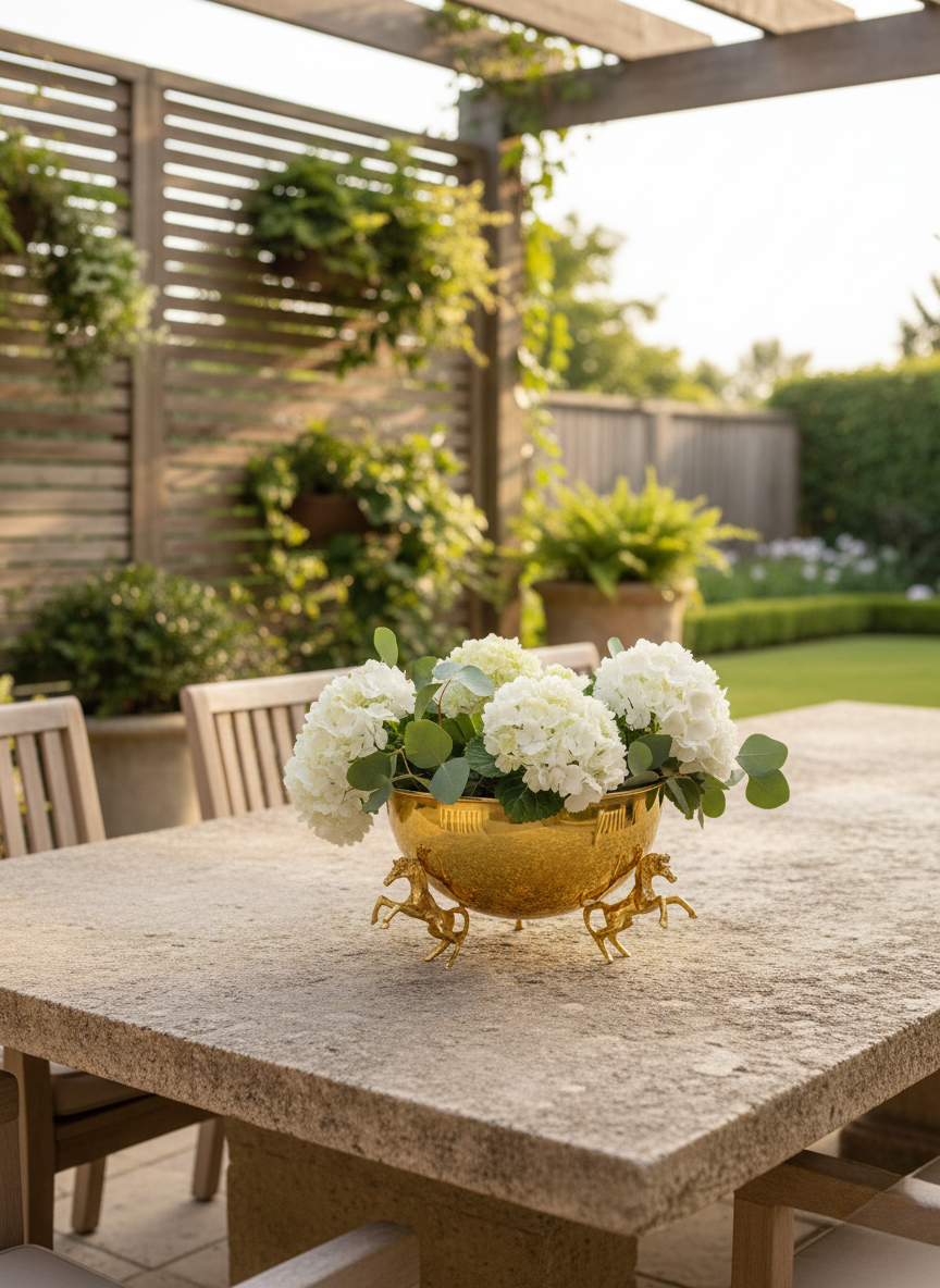 VAZO DEKOR Altın Kaplama Şaha Kalkan At Figürlü Dekoratif Sunum Kasesi ve VAZO